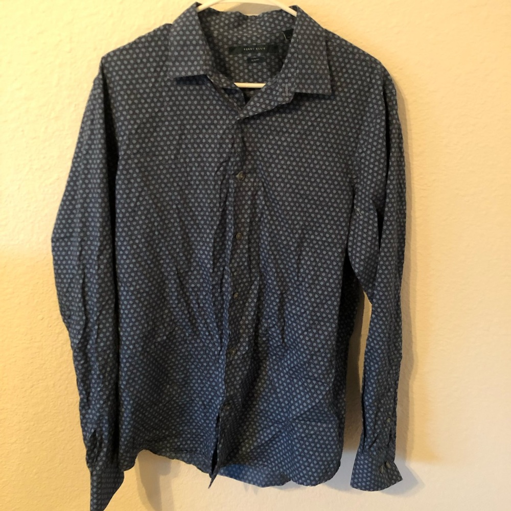 Men’s Slim Fit Perry Ellis Blue Dress Shirt
